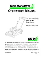 Preview for 1 page of Yard Machines 580 Series Operator'S Manual