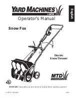 Yard Machines Snow Fox Electric Snow Thrower Operator'S Manual preview
