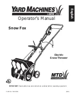 Предварительный просмотр 1 страницы Yard Machines Snow Fox Electric Snow Thrower Operator'S Manual