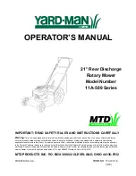 Preview for 1 page of Yard-Man 11A-589 Series Operator'S Manual