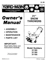 Yard-Man 31183 Owner'S Manual preview