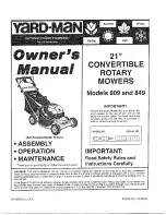 Yard-Man 809 Owner'S Manual preview