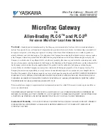 YASKAWA MicroTrac Gateway Manual preview