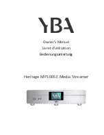 YBA DESIGN Heritage MP100SE Owner'S Manual предпросмотр