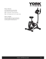 Preview for 11 page of York Fitness Aspire Exercise Cycle 53070 Owner'S Manual