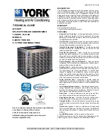 York 13 SEER - R410A CZB018 THRU 060 Technical Manual preview