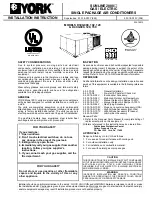 Preview for 1 page of York Sunline 2000 D3CG090 Installation Instructions Manual