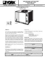 Предварительный просмотр 1 страницы York SUNLINE 2000 H4CE120 Installation Manual