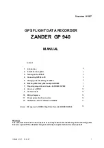 ZANDER GP 940 Manual preview