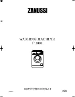 Preview for 1 page of Zanussi F1000 Instruction Booklet