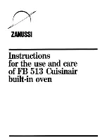 Предварительный просмотр 1 страницы Zanussi FB 513 Instructions For The Use And Care