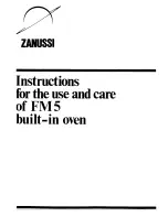 Предварительный просмотр 1 страницы Zanussi FM5 Instructions For Use And Care Manual