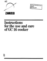 Предварительный просмотр 1 страницы Zanussi GC 16 Instructions For Use And Care Manual