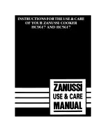 Предварительный просмотр 1 страницы Zanussi HC5617 Use And Care & Installation Manual