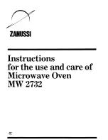 Preview for 1 page of Zanussi MW 2732 Instructions For Use And Care Manual