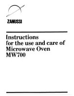 Zanussi MW700 Instructions For Use And Care Manual preview