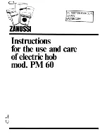 Предварительный просмотр 1 страницы Zanussi PM 60 Instructions For Use And Care Manual