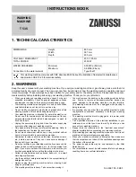 Preview for 1 page of Zanussi T 535 Instruction Book