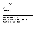 Preview for 1 page of Zanussi VCH2004R Instructions For The Use And Care