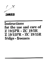 Предварительный просмотр 1 страницы Zanussi Z 19/15PR Use And Care Instructions Manual