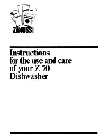 Zanussi Z 70 Instructions For Use And Care Manual preview