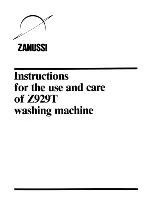 Zanussi Z929T Instructions For The Use And Care preview