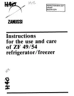 Предварительный просмотр 1 страницы Zanussi ZF 49/54 Instructions For The Use And Care