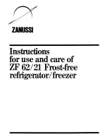 Preview for 1 page of Zanussi ZF 62 Use And Care & Installation Instructions Manual