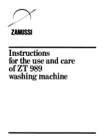 Zanussi ZT989 Instructions For The Use And Care preview