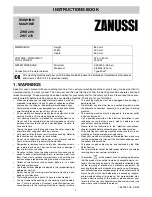 Preview for 1 page of Zanussi ZWT 270 Instruction Book