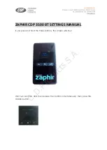 Предварительный просмотр 1 страницы Zaphir CDP 3500 BT Setting Manual