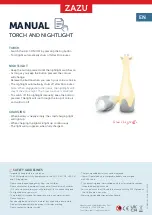 Предварительный просмотр 2 страницы ZAZU Torch and Nightlight Gina giraffe pink Manual