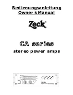 Preview for 1 page of Zeck Audio CA 1600 Owner'S Manual