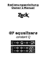 Предварительный просмотр 1 страницы Zeck Audio constant Q GF215 Owner'S Manual