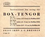 ZEISS IKON Box-Tengor 54 Instructions For Using Manual preview