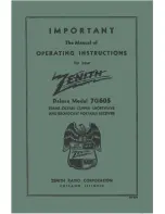 Preview for 1 page of Zenith 7G605 Deluxe Operating Instructions Manual