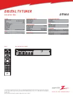 Preview for 2 page of Zenith DTT900 Specification Sheet