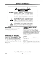 Preview for 2 page of Zenith SENTRY 2 SY2500 Operating Manual & Warranty