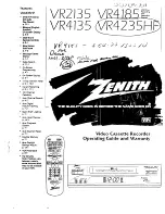 Zenith VR2135  and warranty Operating Manual And Warranty preview