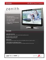 Предварительный просмотр 1 страницы Zenith Z37LC6D Specification Sheet