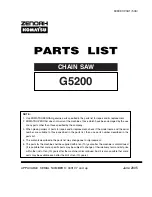 Zenoah CHAIN SAW G5200 Parts List preview