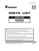 Zenoah CHAIN SAW G6200 Parts List предпросмотр