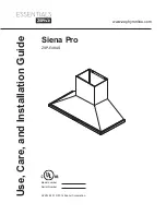 Zephyr Essentials Siena Pro ZSP-E48AS Use, Care And Installation Manual preview