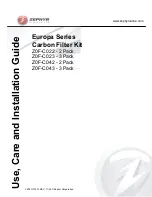 Zephyr Europa Series Use, Care And Installation Manual preview