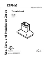 Предварительный просмотр 1 страницы Zephyr Titan Island AK7736AS Use, Care And Installation Manual