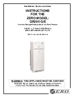 Zero Appliances GR265G Installation, Service And User Instructions Manual preview