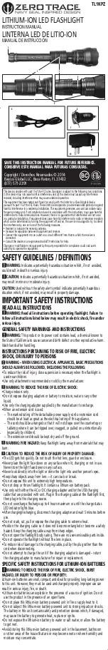 Preview for 1 page of ZERO TRACE TL1KPZ User Manual