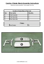 Предварительный просмотр 2 страницы Zest 4 Leisure Caroline 3 Seater Bench Assembly Instructions