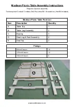 Предварительный просмотр 2 страницы Zest4Leisure Madison Picnic Table Assembly Instructions