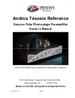 Preview for 1 page of Zesto Audio Andros Tessera Phonostage Owner'S Manual